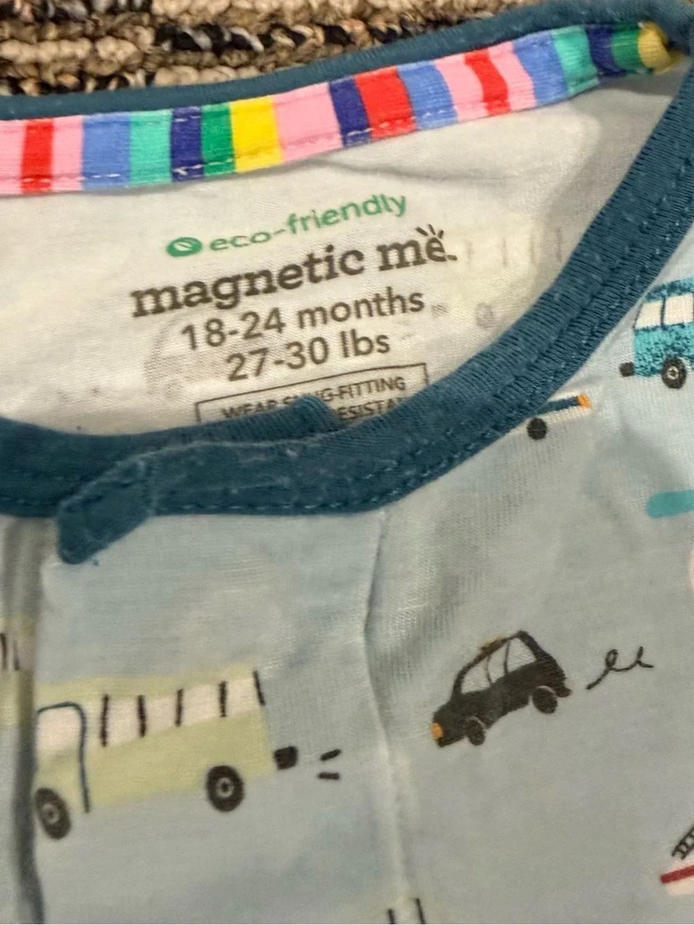 Magnetic Me bamboo one piece pj 18-24m with Vehicle Print